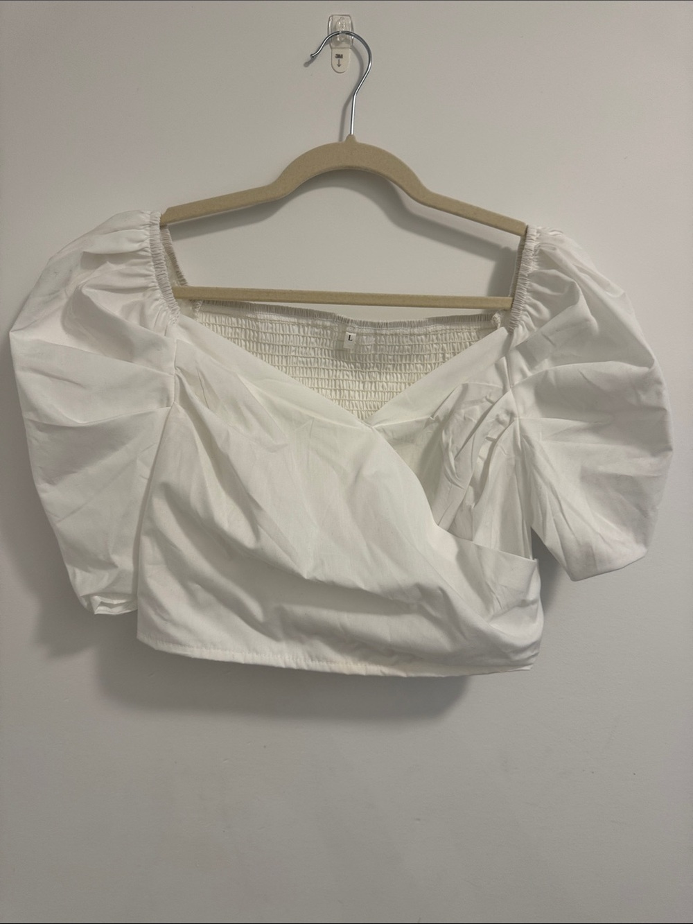 White Puff-Sleeve Crop Top